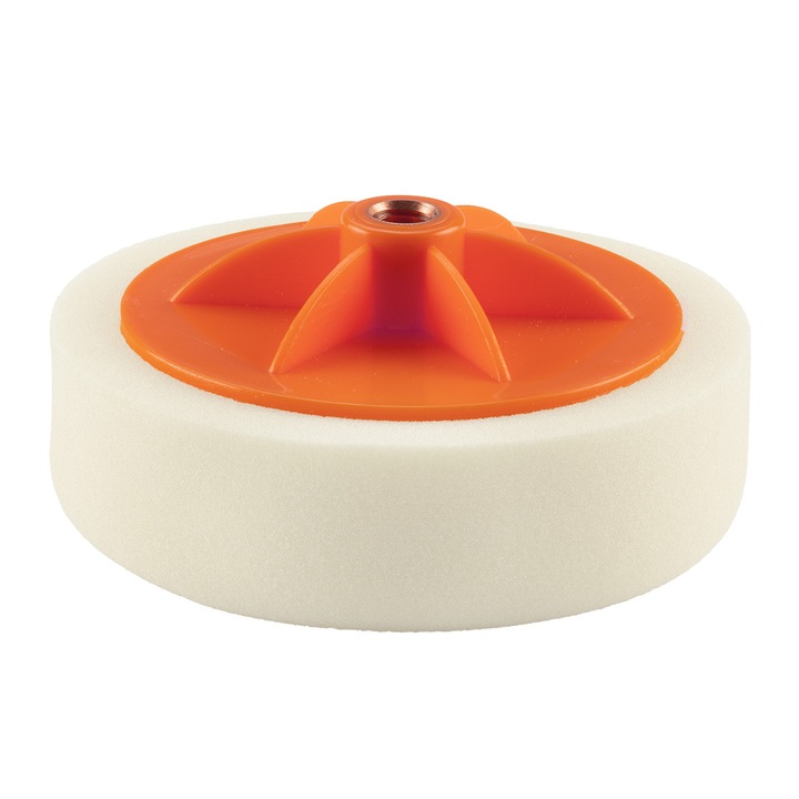 Burete abraziv de lustruit, Neo Tools, Spuma poliuretanica, Filet M14, 150 x 50 mm, 5000 rpm, Alb
