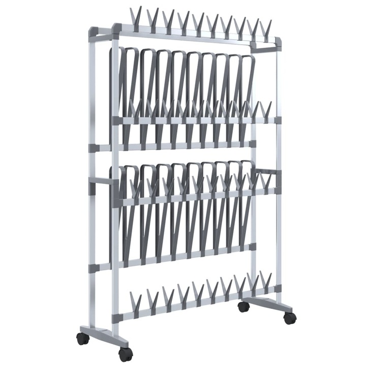 VidaXL ezüst cipőtartó kerekekkel 89 x 27 x 120 cm 344370