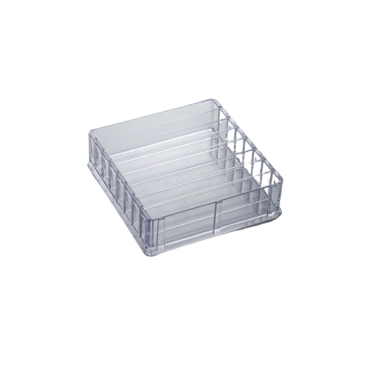 Organizator cosmetice cu 8 compartimente, transparent, acril, 23x24x6.5 cm