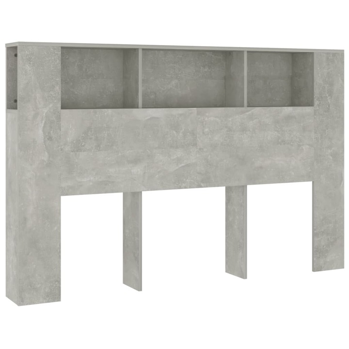 Tablie de pat cu dulap vidaXL, gri beton, 160x18,5x104,5 cm