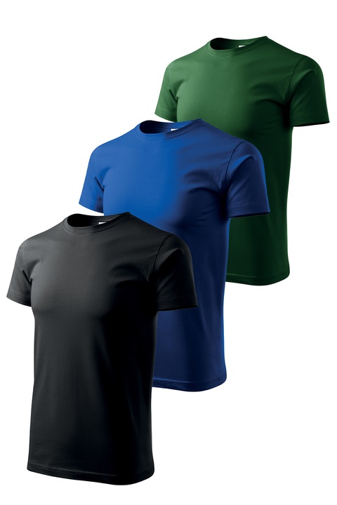 Set 3 tricouri de barbati, Malfini, Elegant Casual, mix 8, Negru/Albastru royal/Verde sticla