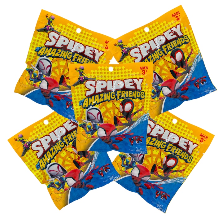 Комплект 5 пликове Spidey and his Amazing Friends, с фигурки и изненадващи карти, Мистериозна кутия