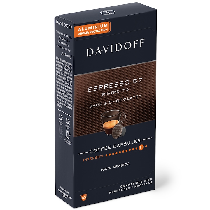 Capsule cafea Davidoff Café Espresso 57 Ristretto, 10 capsule x 5.5g, Compatibil sistem Nespresso