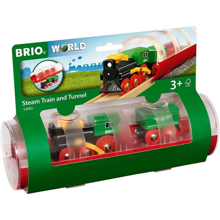 Комплект за игра Brio - Парен влак и тунел
