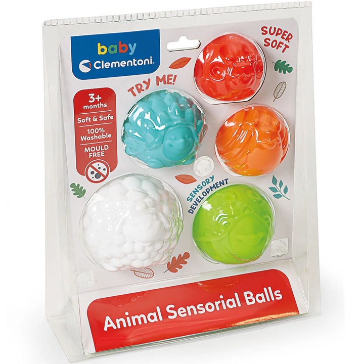 Комплект сензорни топки Baby Clementoni, Във формата на животни