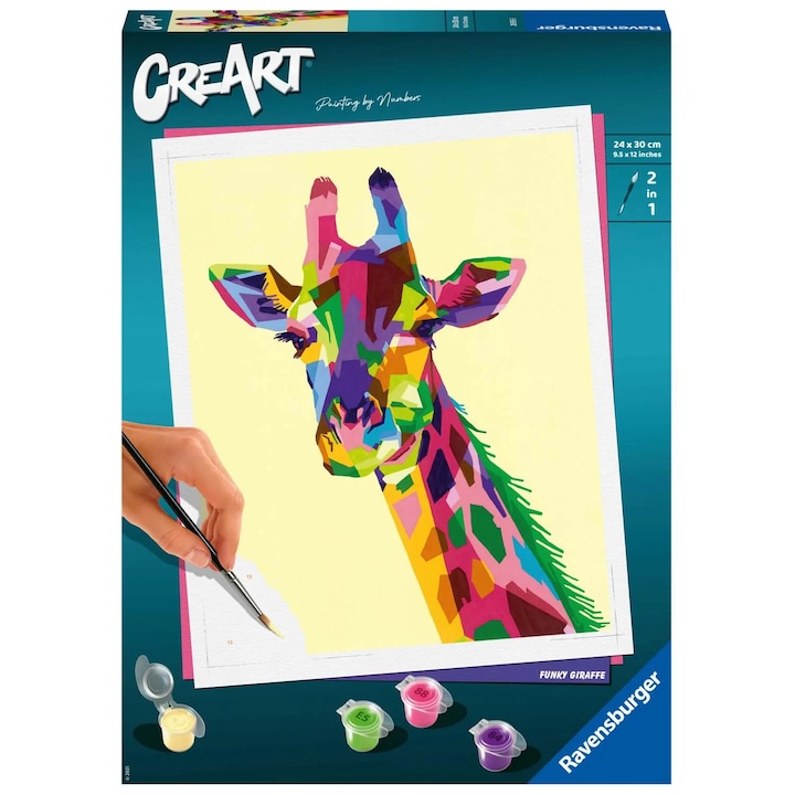 Set Ravensburger Creart, pictura pe numere - Girafa, 24x30 cm