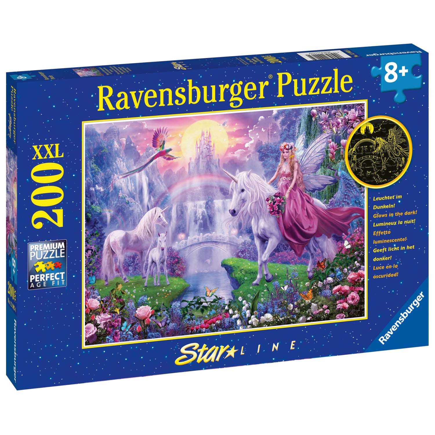 Пъзел Ravensburger XXL Glow in the dark Кралството на еднорозите, 200 части eMAG.bg