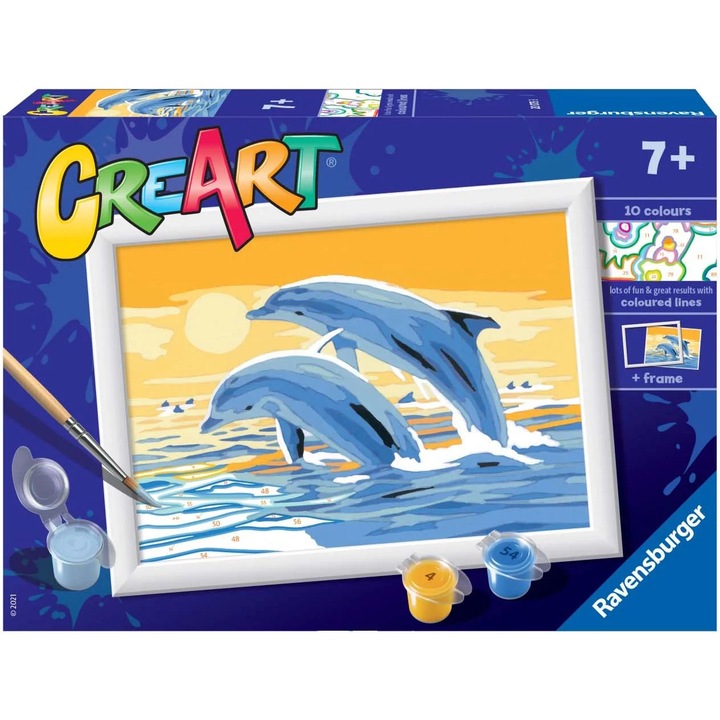 Ravensburger Creart készlet, Painting by Numbers, Delfinek, 13x18 cm