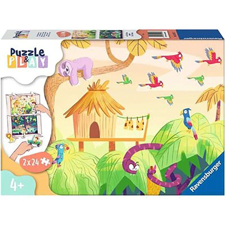 Пъзел Ravensburger - Експедиция в джунглата, 2 in 1, 2x24 части - eMAG.bg