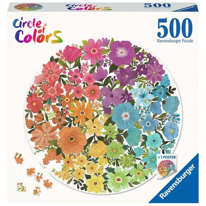 Puzzle Ravensburger - Cerc de flori, 500 piese