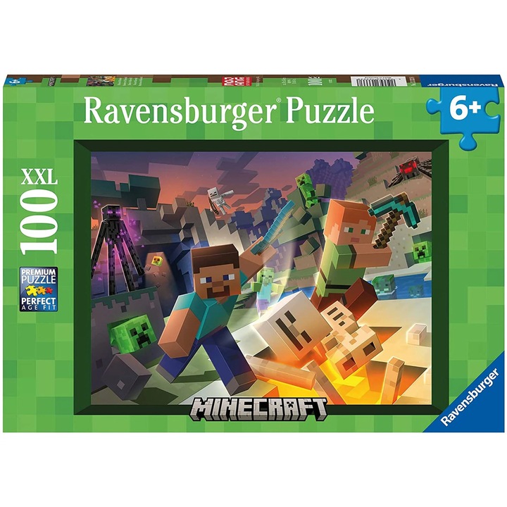 Пъзел Ravensburger XXL - Minecraft, 100 части