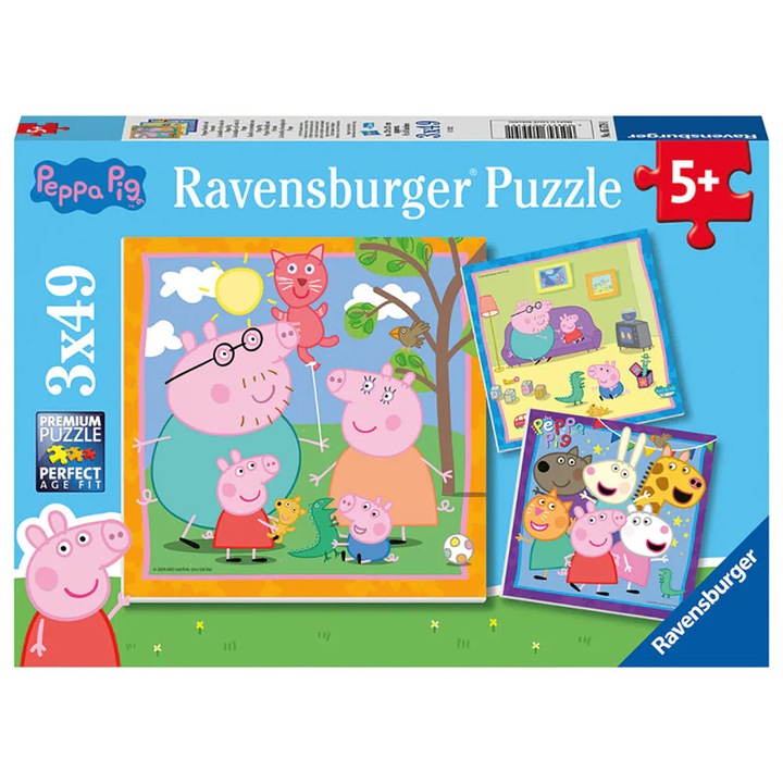 Пъзел Ravensburger - Peppa Pig, 3 in 1, 3x49 части