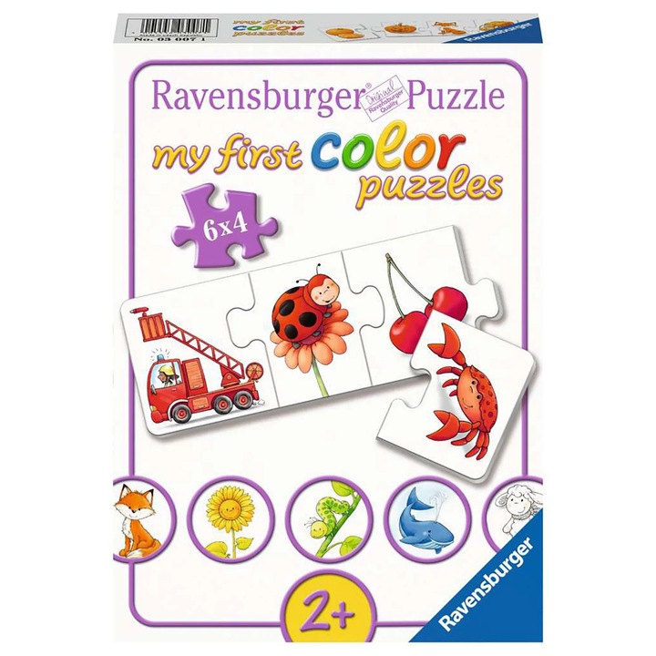 Пъзел Ravensburger - Моят първи цветен пъзел: Цветни неща, 6x4 части