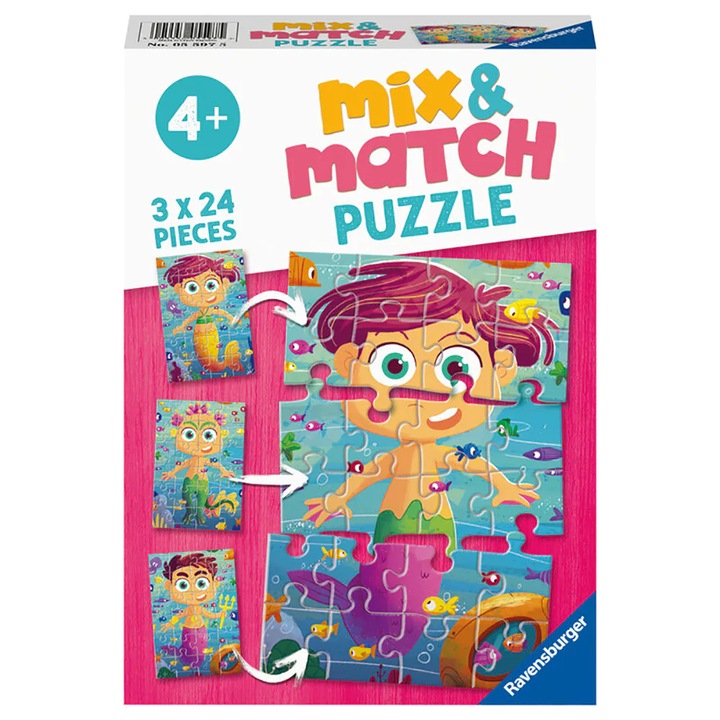 Ravensburger Mix & Match puzzle - Sellők és szörnyek, 3 az 1-ben, 3x24 darab