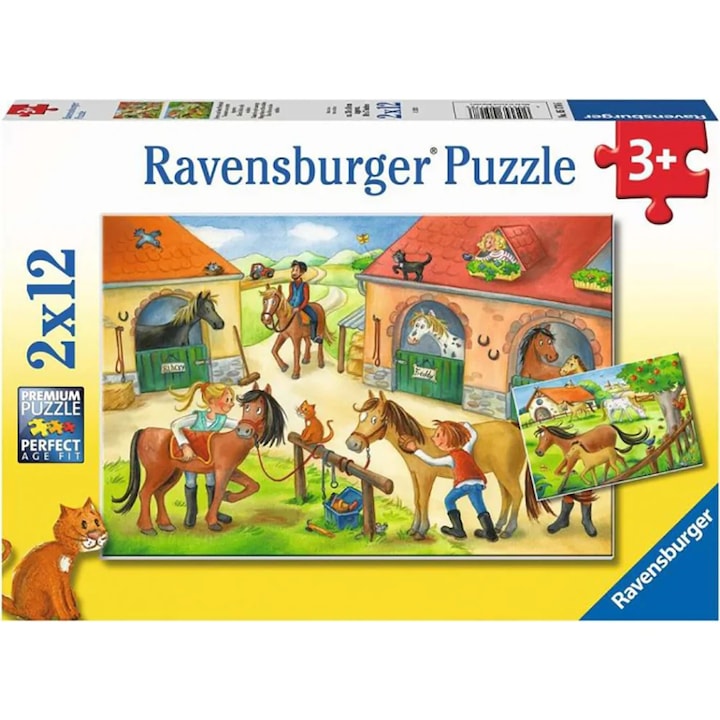 Puzzle Ravensburger - Lovak, 2 az 1-ben, 2x12 darab