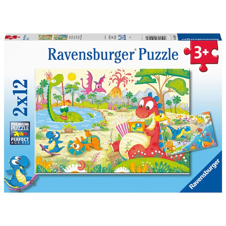 Ravensburger puzzle - Dinoszaurusz barátaim, 2 az 1-ben, 2x12 darab