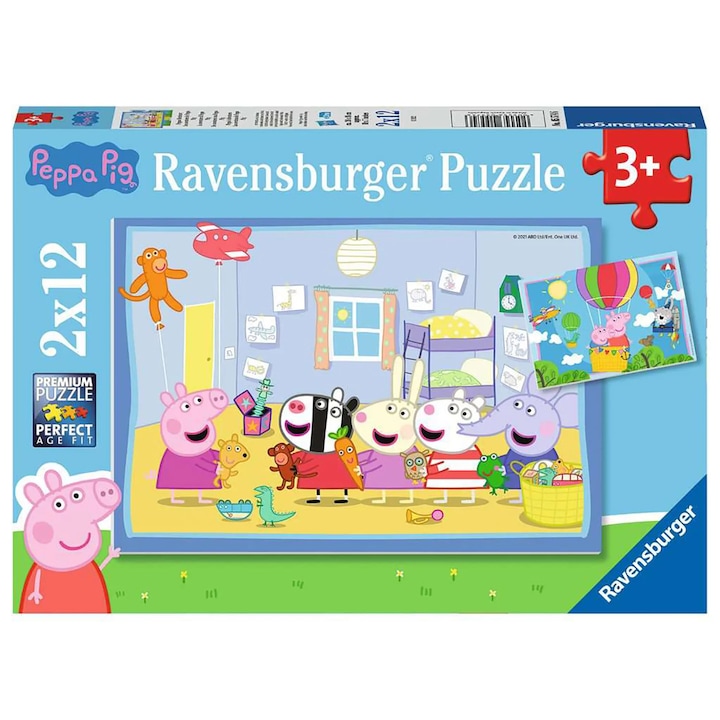 Puzzle Ravensburger - Peppa Pig, 2 az 1-ben, 2x12 darab