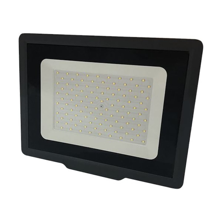 LED SMD 100W reflektor 4500K természetes fehér szín, 8000lm, fekete ház, IP65