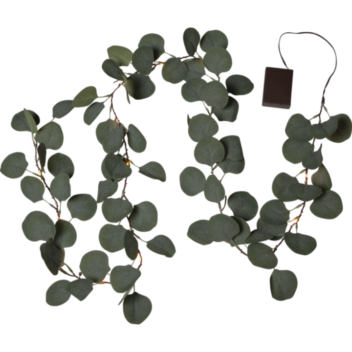 Ghirlanda luminoasa decorativa, Star Trading, Model frunze de eucalipt, Lumina calda, 20 LED-uri, 180 cm, Verde