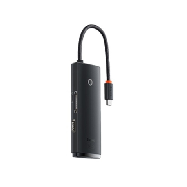 Адаптер Baseus WKQX050001 6-in-1, 2 x USB 3.0 / USBC / HDMI / SD, MicroSD, Черен