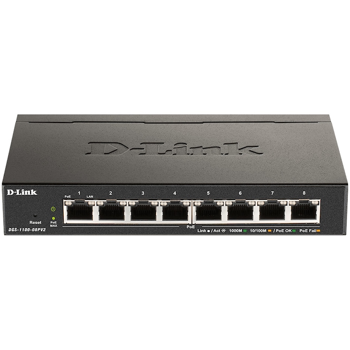 D-Link DGS-1100-08PV2 switch, 8 Gigabit port
