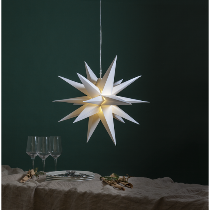 Stea decorativa cu LED, Star Trading, Alice, Lumina calda, IP44, 57 cm, Alb