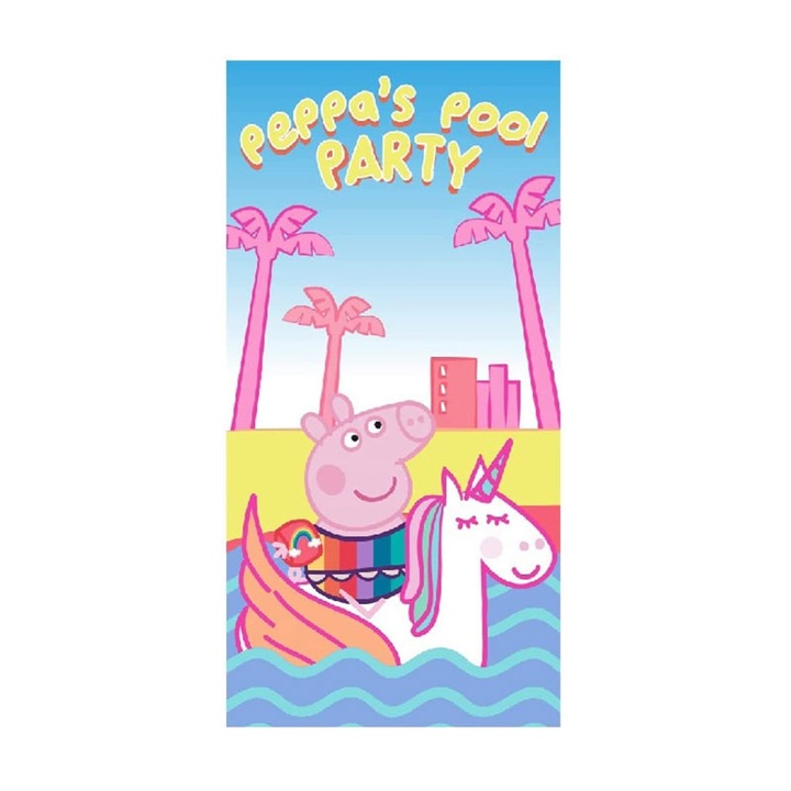 Полиестерна плажна кърпа Peppa Pig Pool Party 140 x 70 cm Blue