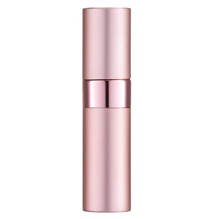 Recipient cosmetic cu pulverizator tip spray DROPY®, pentru uleiuri esentiale sau parfumuri, 10 ml mecanism Twist roz