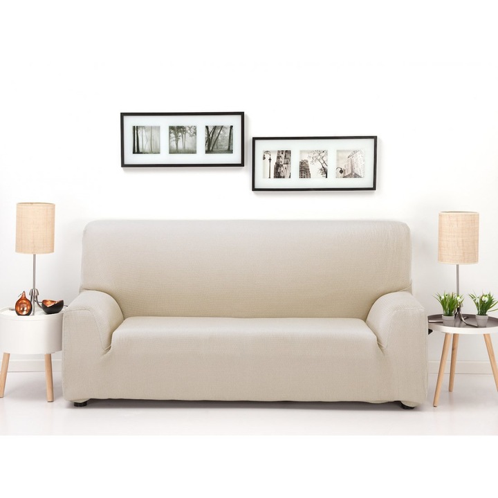 BELMARTI Elasztikus huzat Toronto, kanapéhoz, 4 ülőhely, 230-260cm, Krém