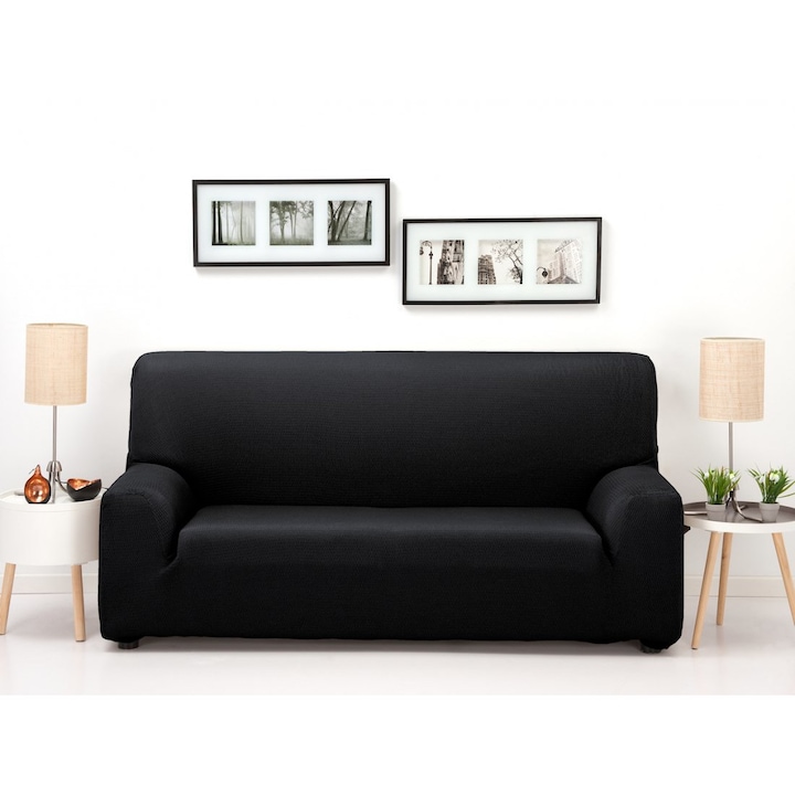 BELMARTI Toronto Rugalmas huzat. kanapéhoz, 2 ülés, 130-180 cm, Fekete