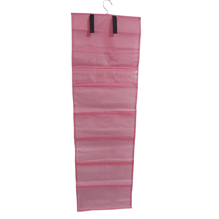 Organizator tip umeras pentru diverse lucruri, 39 compartimente, plasa, 105x33 cm, roz K KATHODE