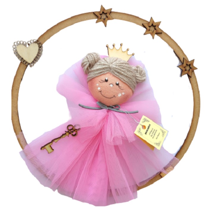 Декорация за детската стая, пудрово розова принцеса, 27см диаметър