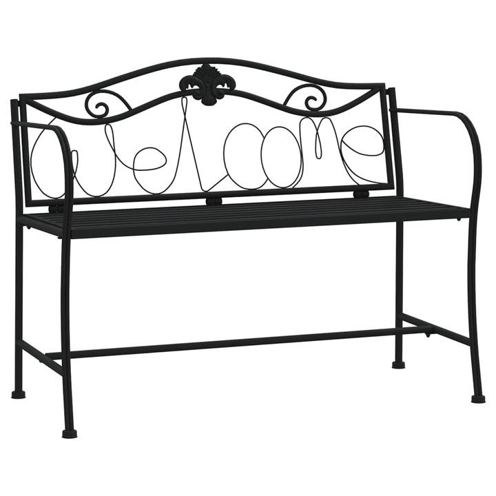 Градинска пейка vidaXL, 104 x 52 x 78 см, Черна, Стомана, 7.5 Kg, 2-местна