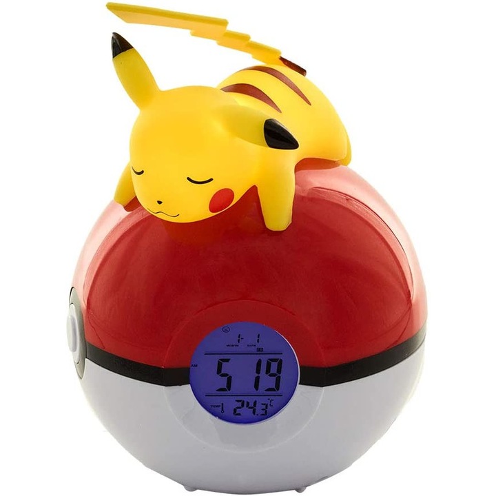 Radio cu ceas cu o lampa de noapte Pokémon Pikachu