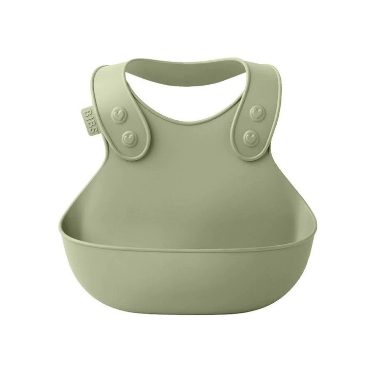 Baveta BIBS Dinner flexibila din silicon, Sage