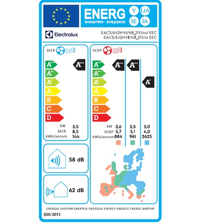Aer conditionat Electrolux Viking Amber, 12000 BTU, Clasa A+++/A+++, pompa de caldura, Inverter, model I-12HVI