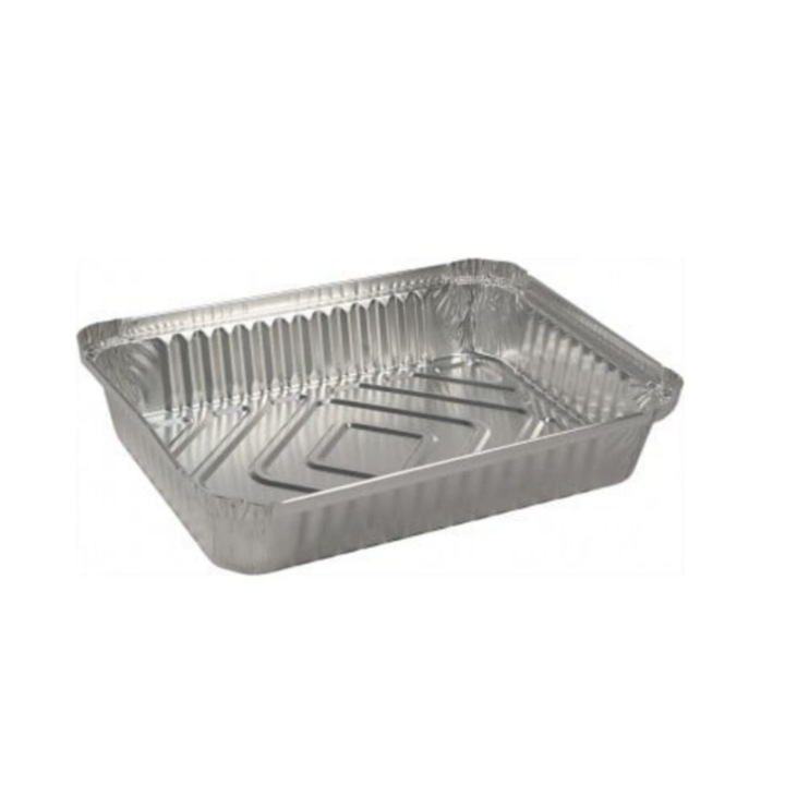 Set caserole aluminiu necompartimentate 729, 100 buc, dimensiune 22×17 cm, inaltime 3, 5 cm volum 1125cc