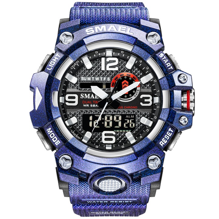 Мъжки часовник Smael Sport Casual Army Style Military Digital Quartz Водоустойчив и удароустойчив лилав