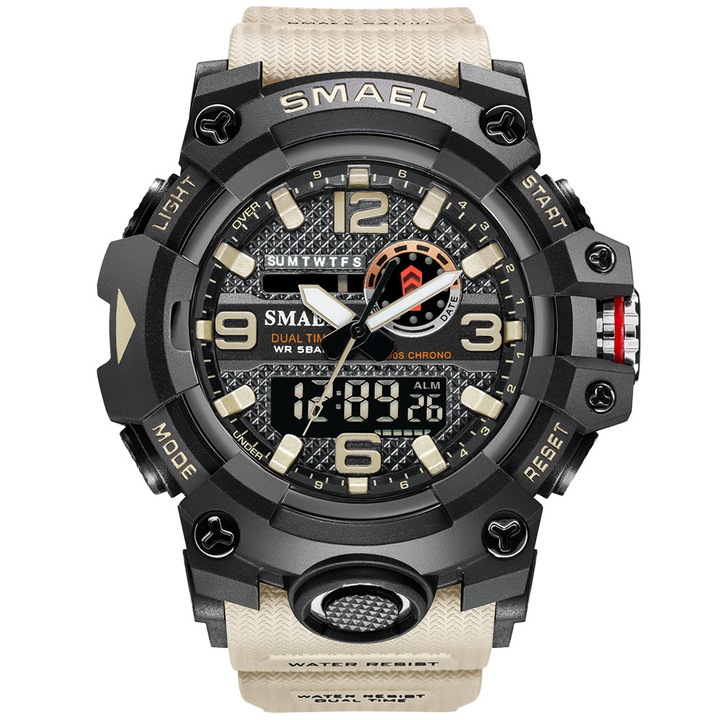 Мъжки часовник Smael Sport Casual Army Style Military Digital Quartz Водо и удароустойчив Каки