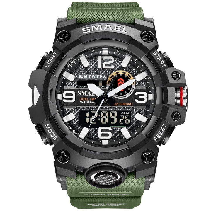 Мъжки часовник Smael Sport Casual Style Army Military Digital Quartz Водо и удароустойчив зелен