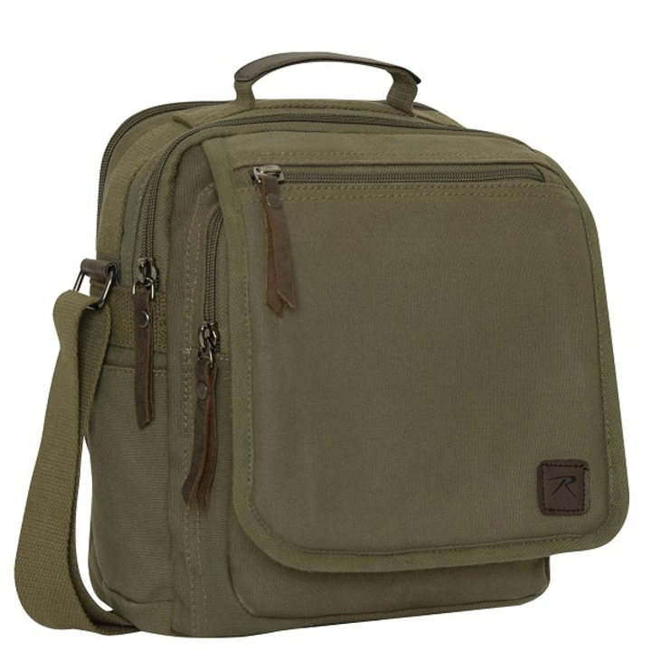 Ежедневна работна чанта черна / военна платнена работна чанта, маслинено сиво, размер 21cm X 12.8cm X 27cm