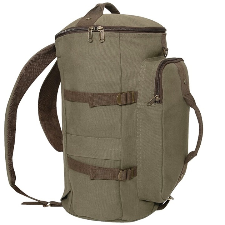 Táska/hátizsák kettős funkcióval, férfi, sporthoz/utazáshoz, drapp olívazöld, 50 cm x 28 cm