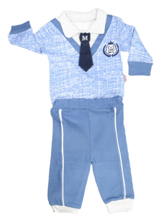 Compleu din 2 piese bluza cu maneca lunga si pantaloni pentru baieti Mini Junior 100822-2-74, Galben 81978