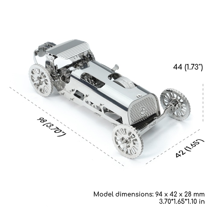 TimeForMachine 3D mechanikus kirakós készlet, fém, apró sportkocsi modell, 64 darab