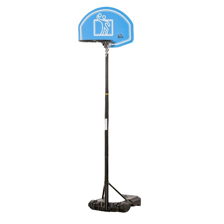 Kültéri kosárlabda karika, Homcom, acél/PE/HDPE, állítható magasság, 195-245 cm, kék