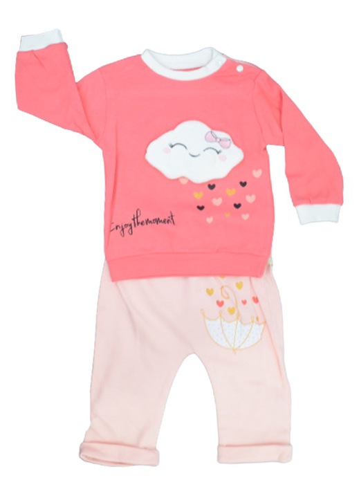 Compleu din 2 piese bluza cu maneca lunga si pantaloni pentru fete Mini Junior 100822-6, Fucsia 81999