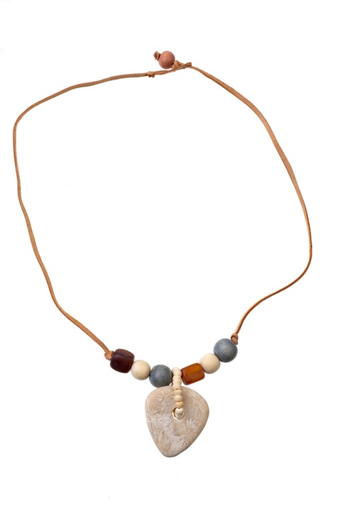 Колие, Gloria Maris, Ръчна изработка, TPrl987 Бежово/Кафяво, 44 см