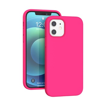 Husa silicon antisoc compatibila cu IPhone 12, Apple, cu microfibra in interior, Roz Neon Husa silicon antisoc compatibila cu IPhone 12, Apple, cu microfibra in interior, Roz Neon