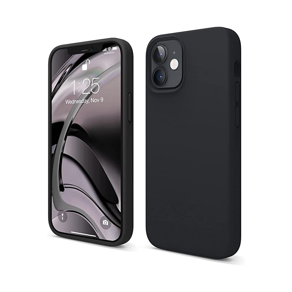 Husa silicon antisoc compatibila cu IPhone 12, Apple, cu microfibra in interior, Negru