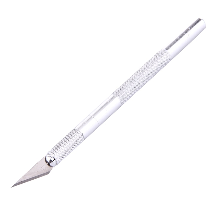 Cutter metalic de precizie pentru diverse activitati cu 5 lame de rezerva, eR D L